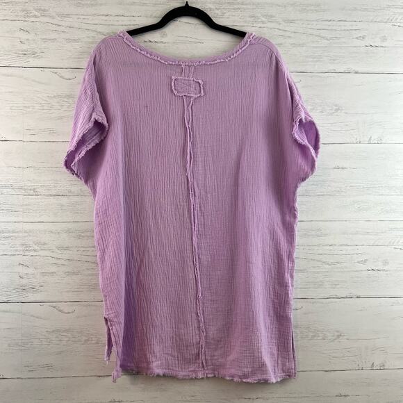 La Miel Gauzy Wide Sleeve V Neck Top Size L - Picture 2 of 7